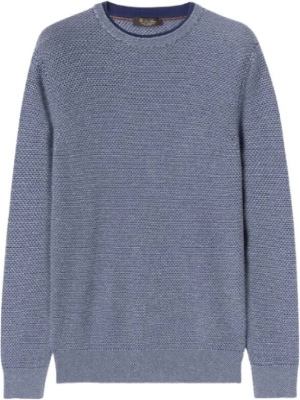 Loro Piana Luxe Gebreide Crew Neck Sweatshirt Blauw Heren