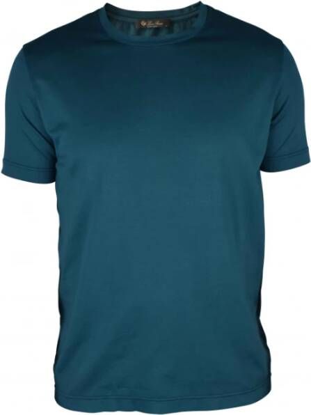 Loro Piana Luxe Smaragdgroene Katoen Zijde T-Shirt Blauw Heren