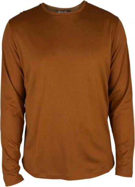 Loro Piana Luxe Top met Lange Mouwen van Zijdeblend Bruin Heren