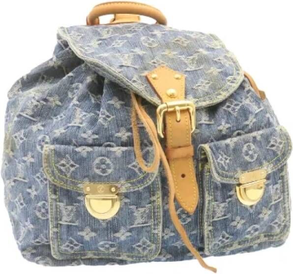 Louis Vuitton Vintage Pre-owned Denim backpacks Blauw Dames
