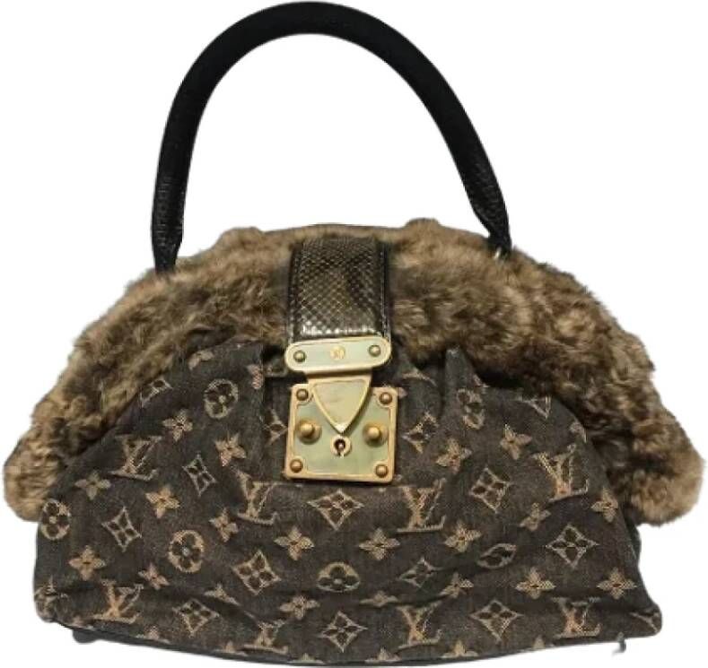 Louis Vuitton Vintage Pre-owned Denim handbags Bruin Heren