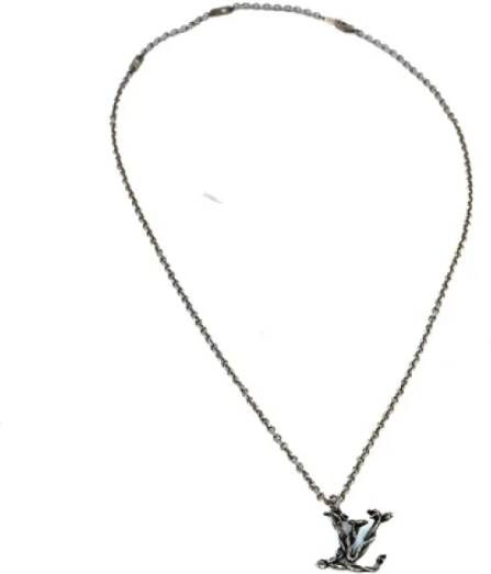 Louis Vuitton Vintage Pre-owned Metal necklaces Grijs Dames
