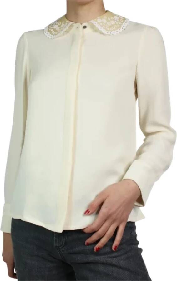 Louis Vuitton Vintage Pre-owned Silk tops Beige Dames
