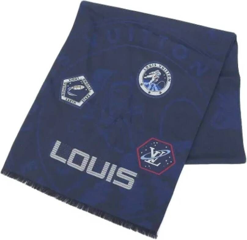 Louis Vuitton Vintage Pre-owned Wool scarves Blauw Dames