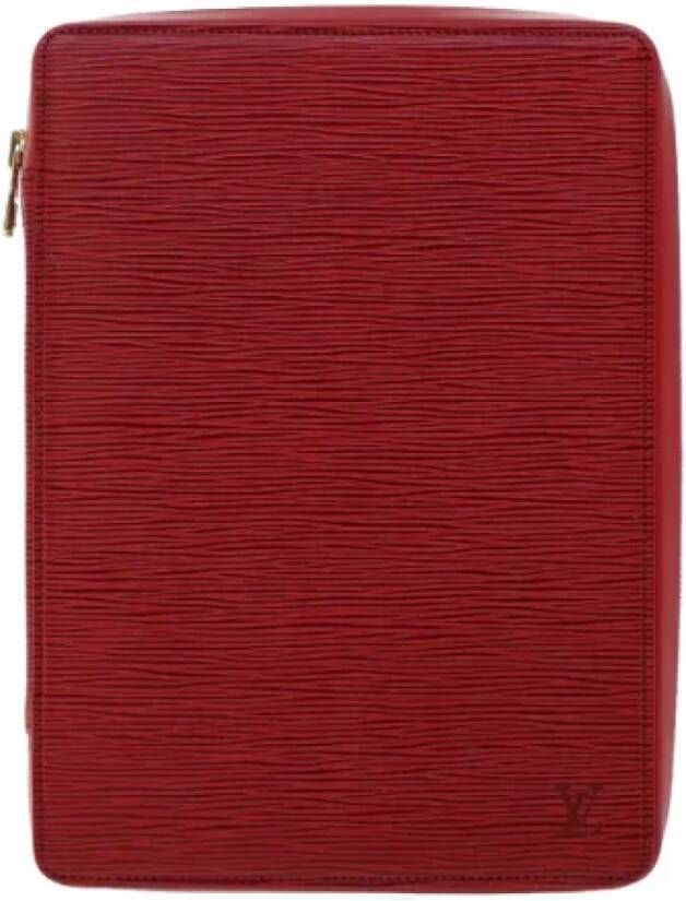 Louis Vuitton Vintage Tweedehands Rode Leren Louis Vuitton Clutch Red Dames
