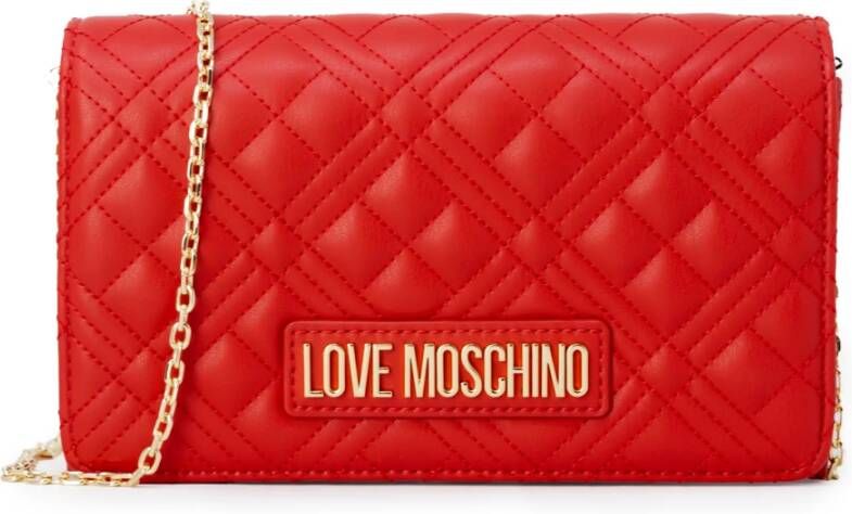Moschino Rode Gewatteerde Eco Leren Love Schoudertas Rood Dames