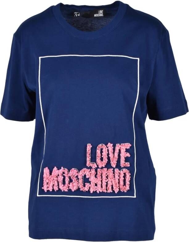 Love Moschino Blauw Katoenen Dames T-Shirt Blauw Dames