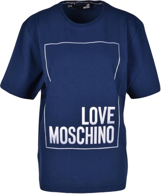 Love Moschino Blauw Katoenen T-Shirt Collectie Blauw Dames