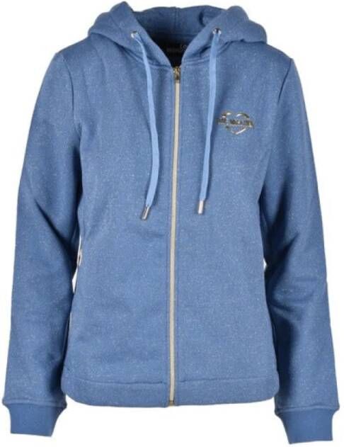 Love Moschino Blauwe Zip-Through Sweatshirt voor Vrouwen Blauw Dames