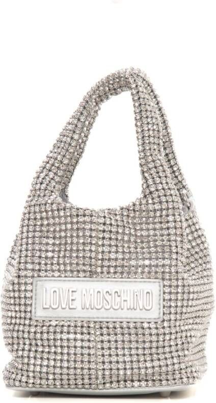Love Moschino Box Tas met Logo Kliksluiting en Afneembare Schouderband Grijs Dames