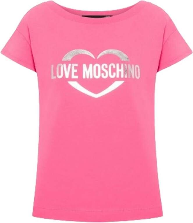 Love Moschino Casual Katoenen T-shirt voor vrouwen Pink Dames