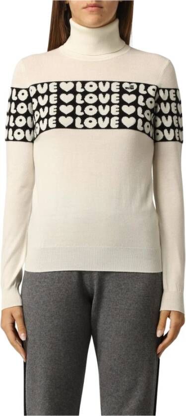 Love Moschino Witte Acryl Turtleneck Sweater White Dames