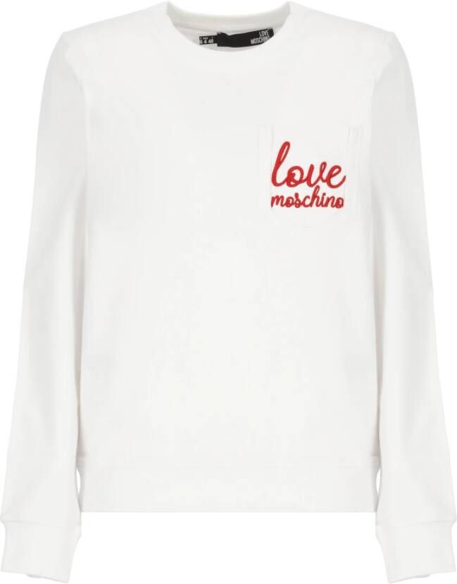 Love Moschino Comfortabele Witte Katoenen Sweater met Vernietigd Effect Wit Dames
