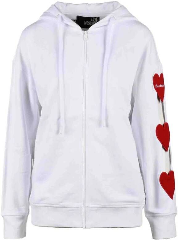 Love Moschino Comfortabele Witte Rits Sweater White Dames