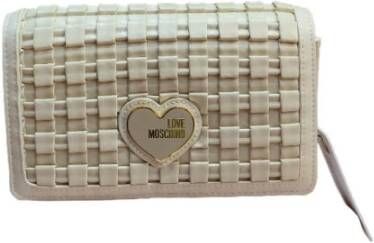 Love Moschino Cr?mekleurige Geweven Schoudertas Wit Dames