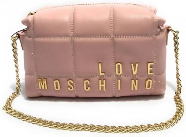 Love Moschino Dames schoudertas van imitatieleer met voorlogo Pink Dames
