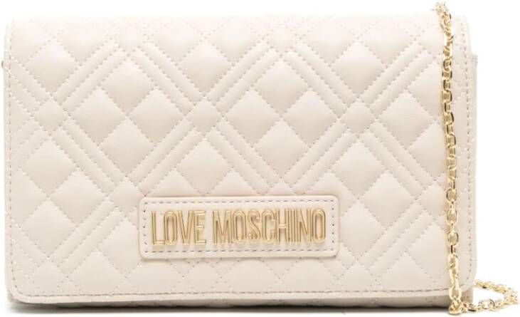 Love Moschino Stijlvolle Beige Schoudertas met Logo Beige Dames