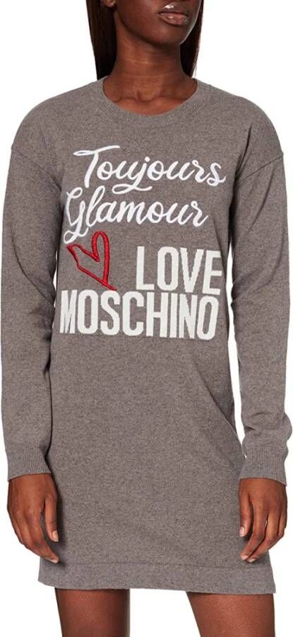 Love Moschino Gray Wool Dress Grijs Dames
