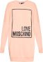 Love Moschino Roze Katoenen Jurk met Eco-Leren Logo Pink Dames - Thumbnail 1