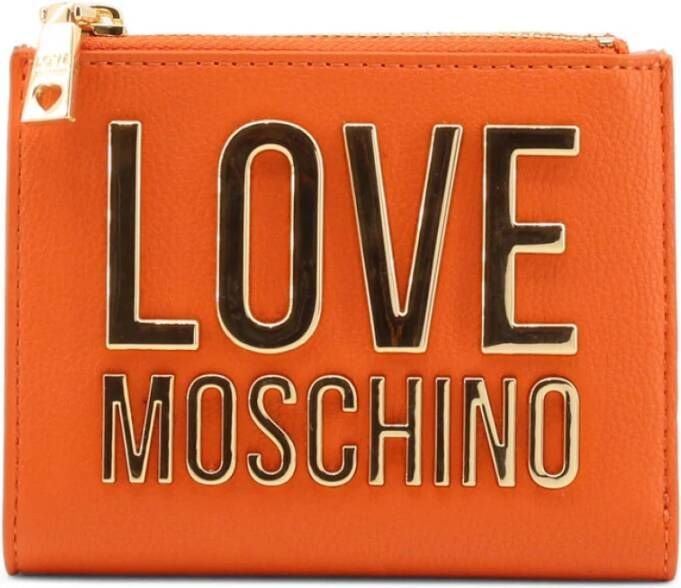 Love Moschino Damesportemonnee met Metallic Sluiting voor Lente Zomer Orange Dames