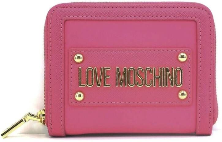 Love Moschino Gestructureerde ritssluiting portemonnee met meerdere compartimenten Pink Dames