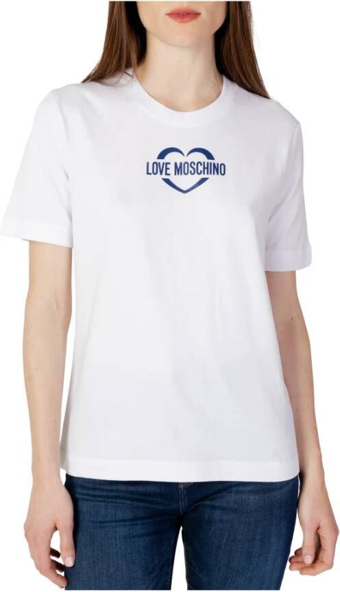 Love Moschino Dameskatoenen T-shirt uit de lente zomer collectie Wit Dames