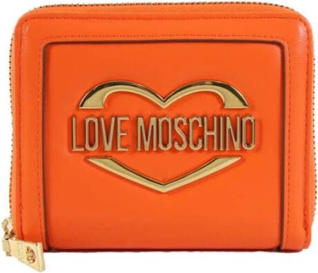 Love Moschino Compacte Portemonnee met Meerdere Vakken en Ritssluiting voor Vrouwen Orange Dames
