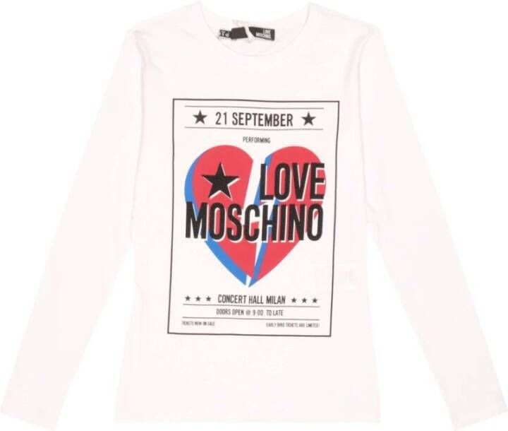 Love Moschino Witte katoenen T-shirt met spandex White Dames