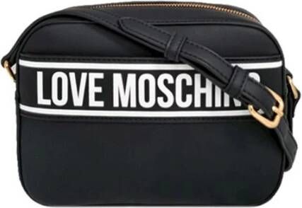 Love Moschino Schoudertas met logo print en gouden details Black Dames