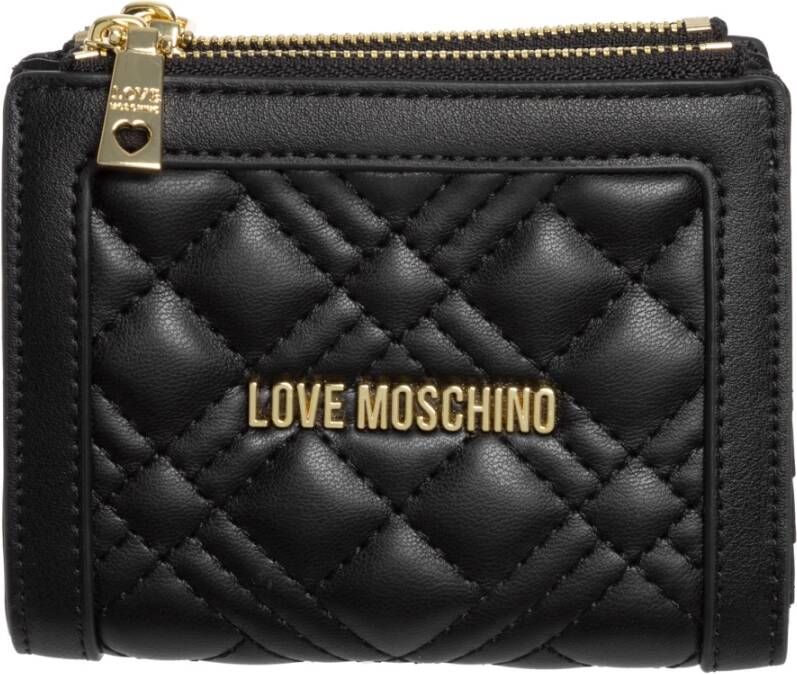 Love Moschino Elegante Portemonnee met Drukknoop Zwart Dames