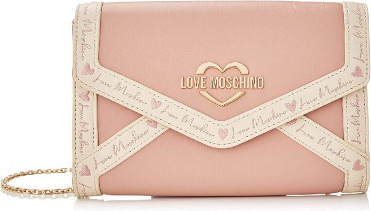 Love Moschino Elegante Schoudertas met Iconisch Logo Roze Dames
