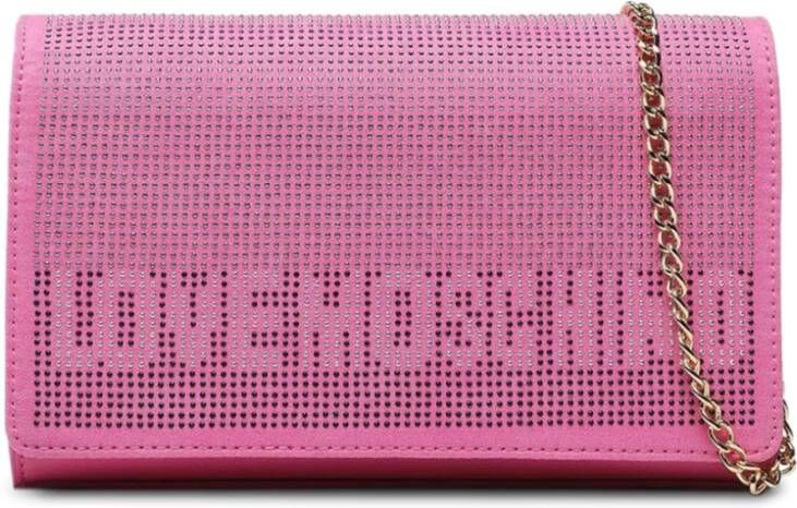 Love Moschino Elegante Synthetische Polyester Clutch met Magnetische Sluiting Pink Dames