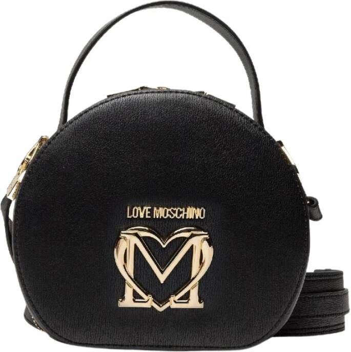 Love Moschino Elegante Zwarte Handtas met Verstelbare Schouderband en Metalen Logo Zwart Dames