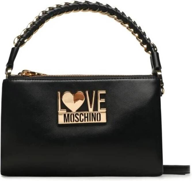 Love Moschino Elegante Zwarte Schoudertas van Eco-Leer Zwart Dames