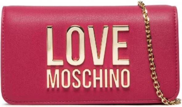 Love Moschino Fuchsia Chain Clutch met Afneembare Schouderband Roze Dames