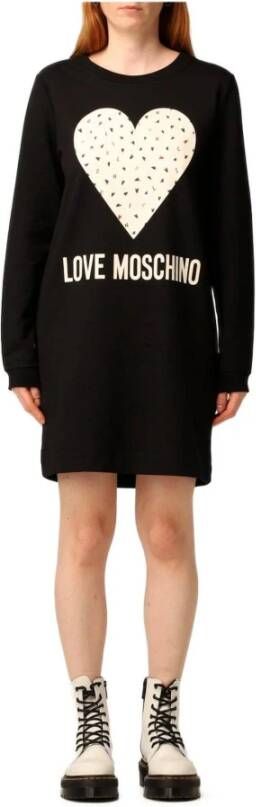 Love Moschino Gedrukte Slip-On Jurk voor Vrouwen Zwart Dames