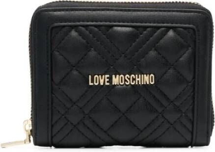 Love Moschino Gewatteerde Bi-fold Portemonnee met Rits Zwart Dames