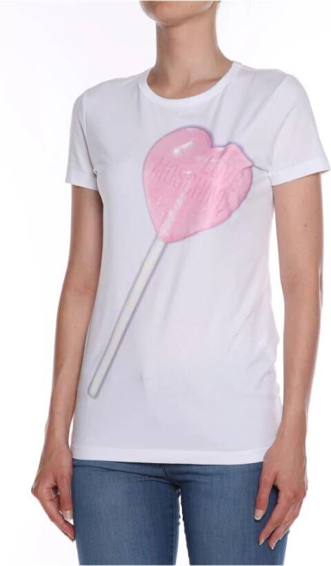 Love Moschino Grafisch Bedrukt Katoenen T-Shirt White Dames