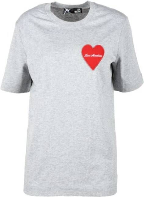 Love Moschino Grijze Bedrukte T-shirt voor Dames voor Lente Zomer Grijs Dames