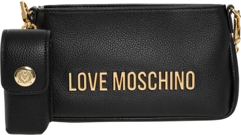 Love Moschino Stijlvolle Zwarte Schoudertas met Kettinghengsel Zwart Dames