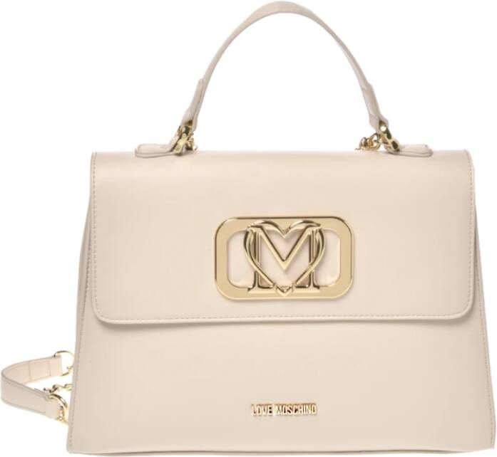 Love Moschino Ketting Crossbody Tas met Logo Voorkant Beige Dames
