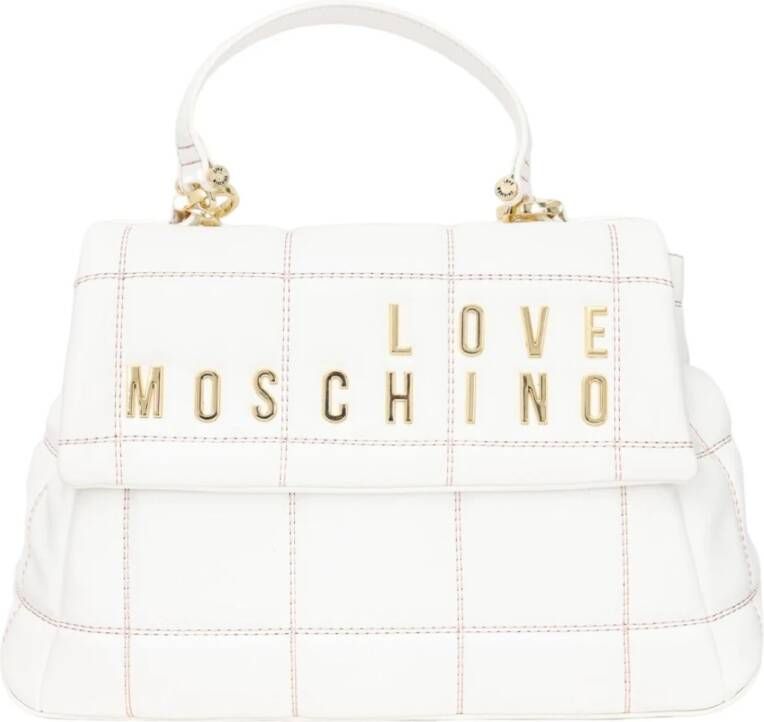 Love Moschino Witte gewatteerde handtas met verstelbare band en afneembaar logo White Dames