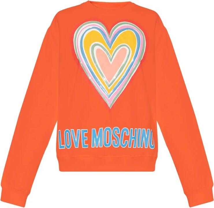 Love Moschino Handgemaakt Katoenen Crewneck Trainingsshirt Oranje Dames