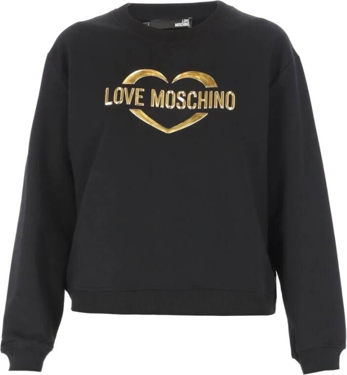 Love Moschino Zwarte katoenen trui met merklogo Black Dames