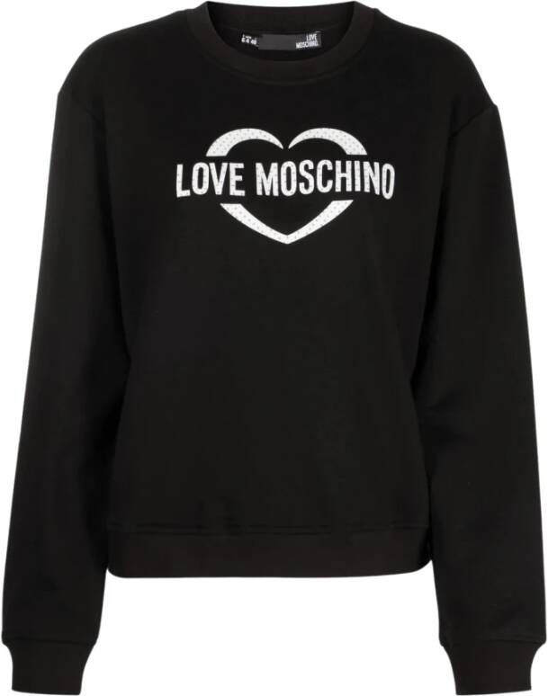 Love Moschino Zwarte Katoenen Sweatshirt met Inlay Black Dames