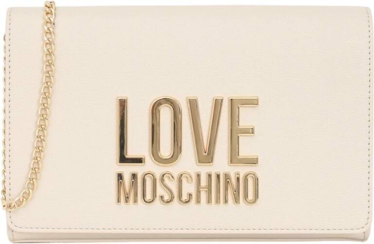 Love Moschino Ivoor Dames Schoudertas met Metalen Logo en Magnetische Sluiting Beige Dames