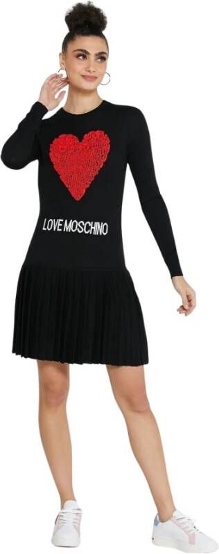 Love Moschino Korte dagjurk met reliëfhart Zwart Dames