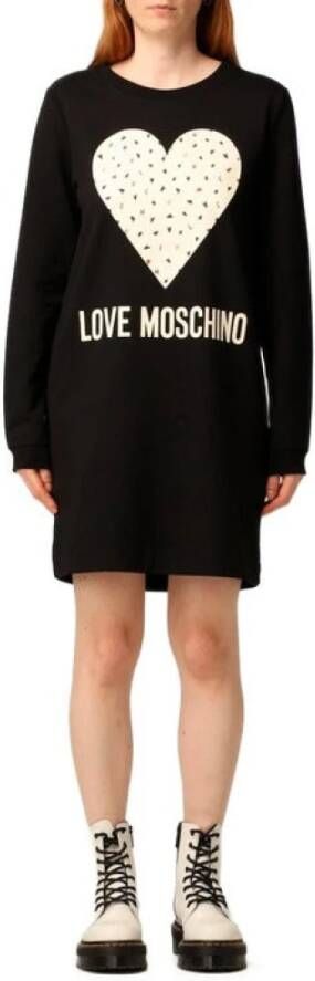 Love Moschino Gedrukte Slip-On Jurk voor Vrouwen Black Dames