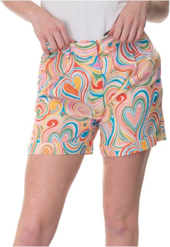 Love Moschino Korte shorts met opgerolde boorden en hartprint Geel Dames