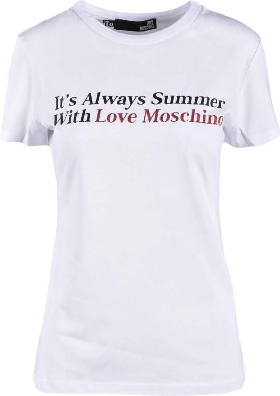 Love Moschino Lichtblauw T-shirt voor vrouwen White Dames